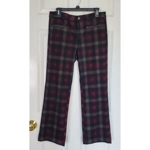 Oat New York Straight Leg Ankle Tartan Plaid  Trousers Maroon/Gray/Tan Size 29